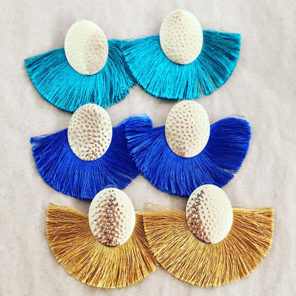 Fringe gold earrings